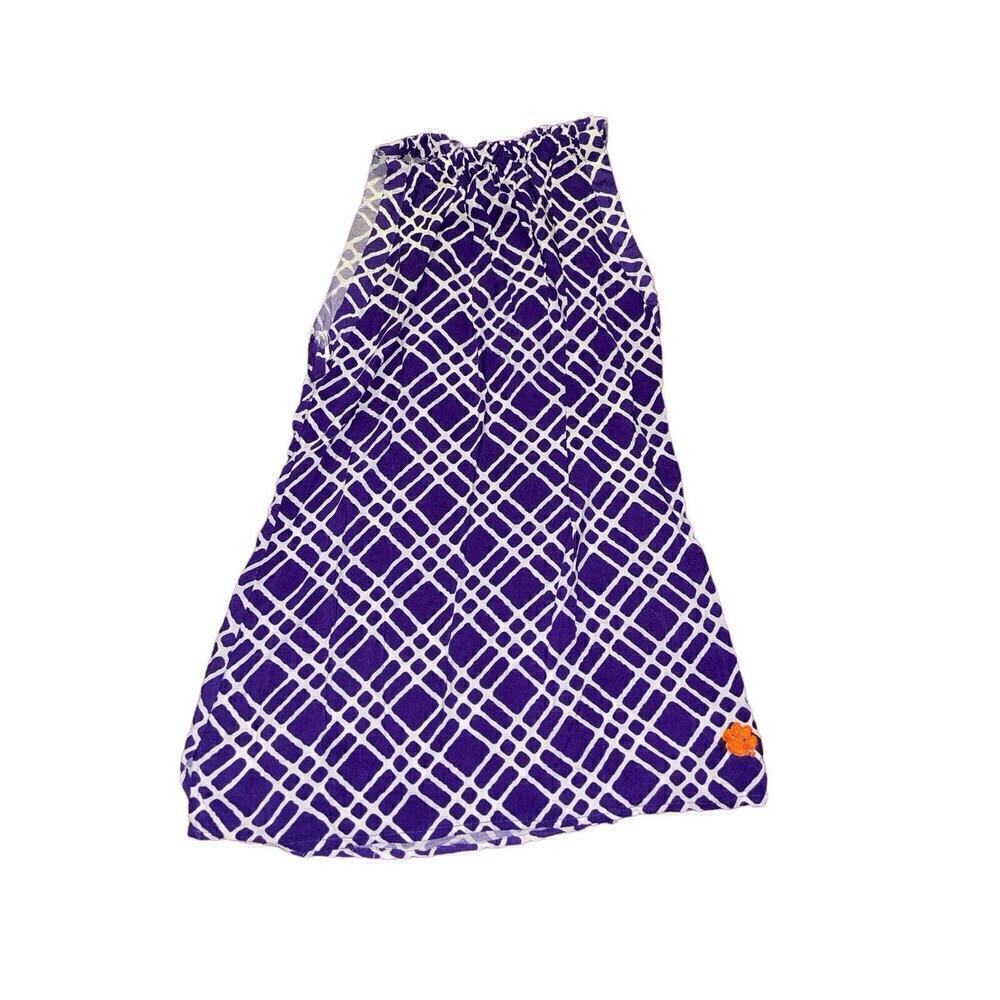 Pressbox Clemson Tigers Purple White Top Size L Drawstring Neckline Paw Aplique